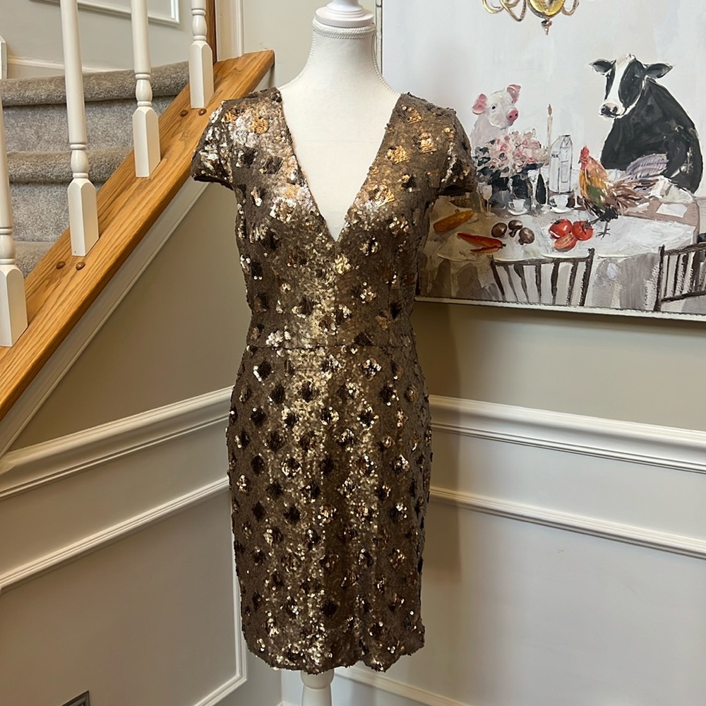 Dress the population gold sequin dress